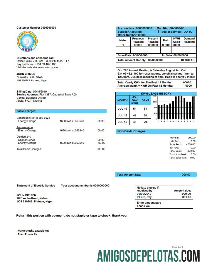 Dapat Diedit Nigeria Nigerian Listrik Regulatory Commission Listrik Tagihan Tagihan templat in Word and PDF format