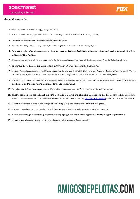 Nigeria Spectranet amazing internet internet Tagihan Tagihan Word and PDF format, 3 pages1 templat