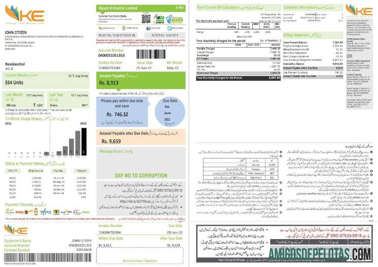 Berkualitas Pakistan KE Listrik Tagihan templat in Word and PDF format, 2 pages