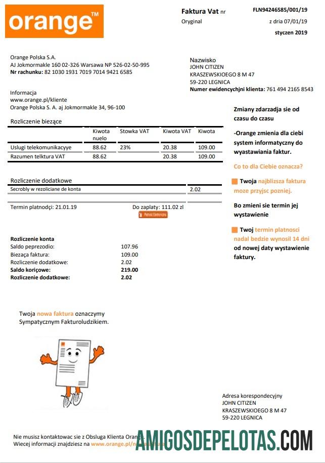 Berkualitas Polandia Orange Tagihan Tagihan templat in Word and PDF format