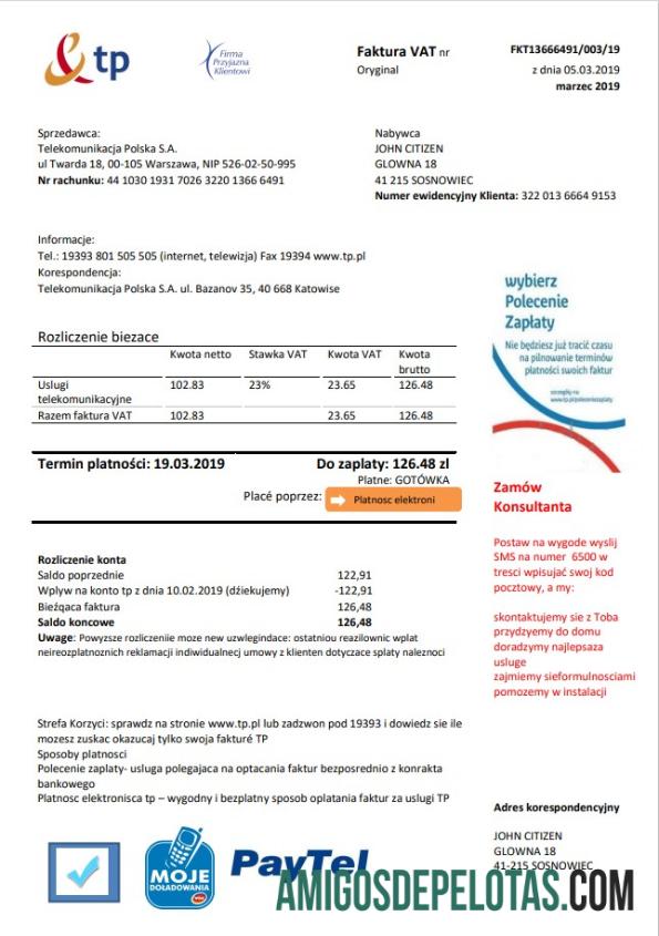 Dapat Diedit Polandia TP Tagihan Tagihan templat in Word and PDF format