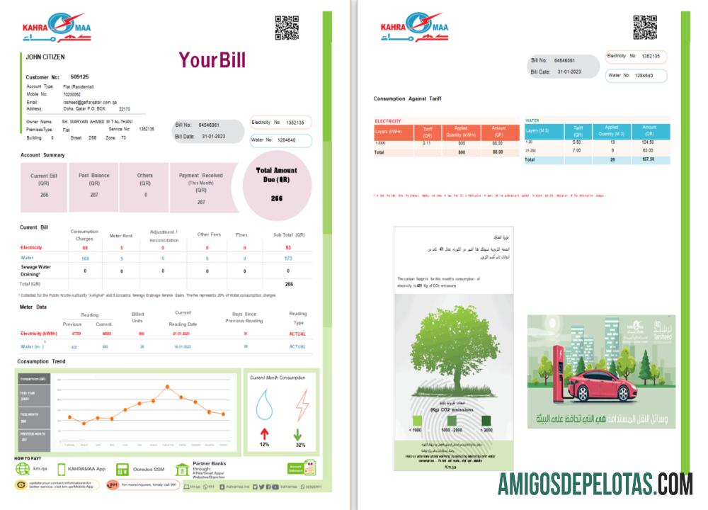 Dapat Diedit Qatar Kahra Maa Tagihan Tagihan Word and PDF templat, 2 pages