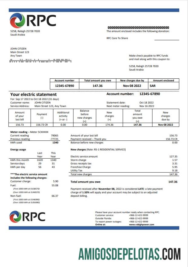 Berkualitas Arab Arab Saudi Rabigh Power Perusahaan Tagihan Tagihan, Word and PDF templat