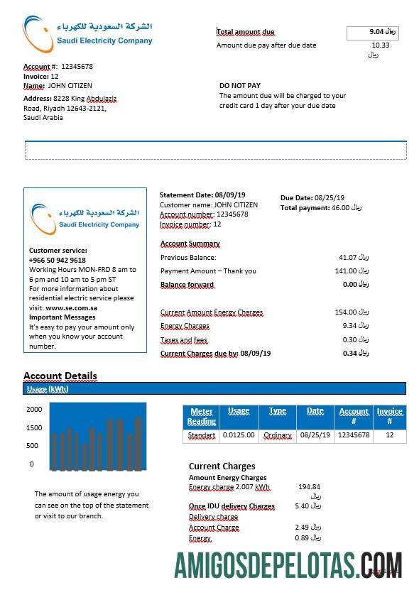 Arab Arab Saudi Arab Saudi Listrik Perusahaan Listrik Tagihan in Word format makering