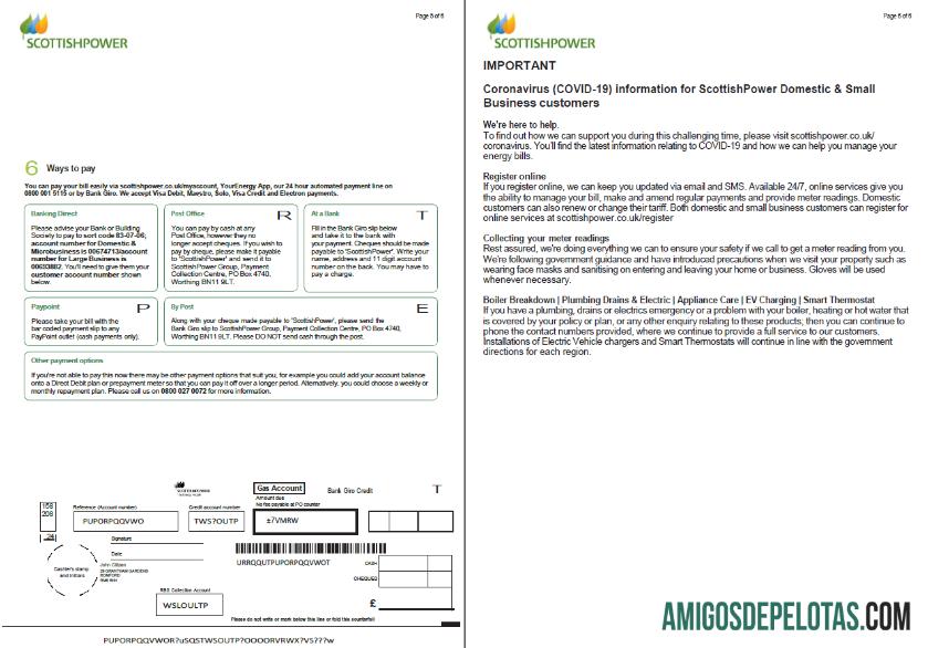 Realistis Skotlandia Scottish Power Tagihan Tagihan templat in Word and PDF format, 6 pages, 5 6 pages