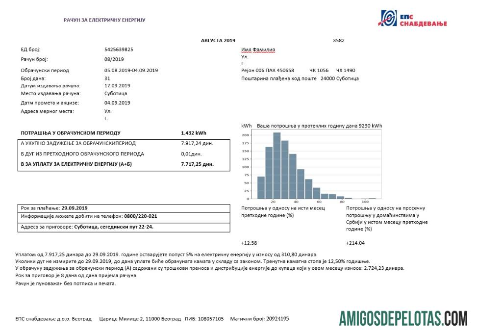 Profesional Serbia Listrik proof of address Tagihan Tagihan templat Word and PDF format
