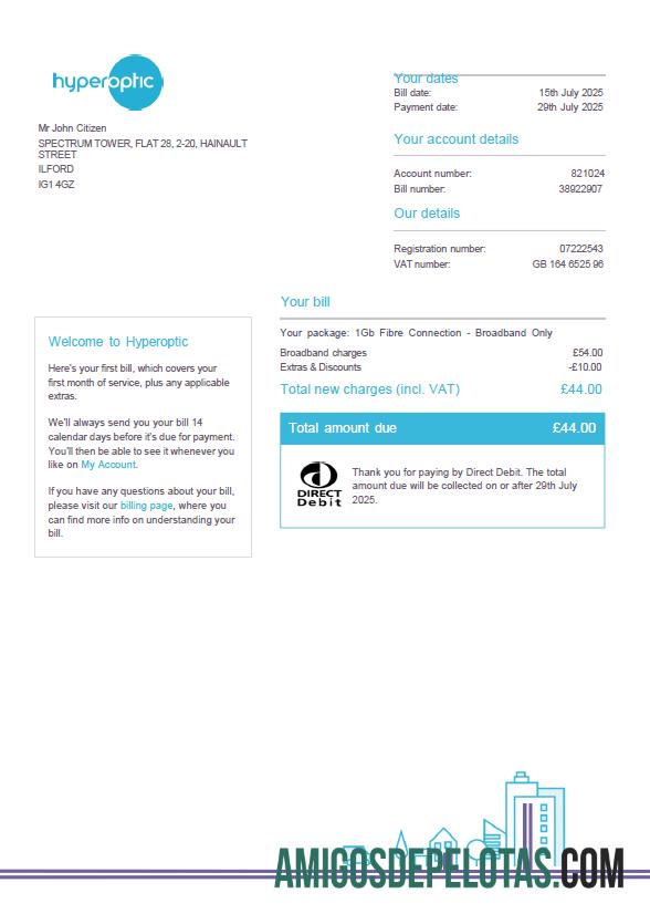 Premium Slovakia Hyperoptic Tagihan Tagihan templat in Word and PDF format