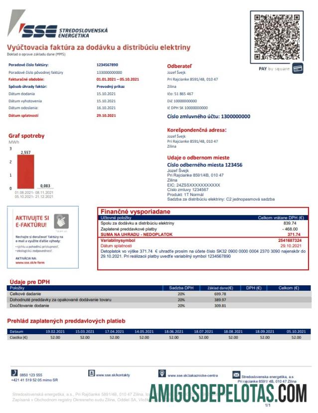 Premium Slovakia Stredoslovenka Energetika Tagihan Tagihan templat in Word and PDF format