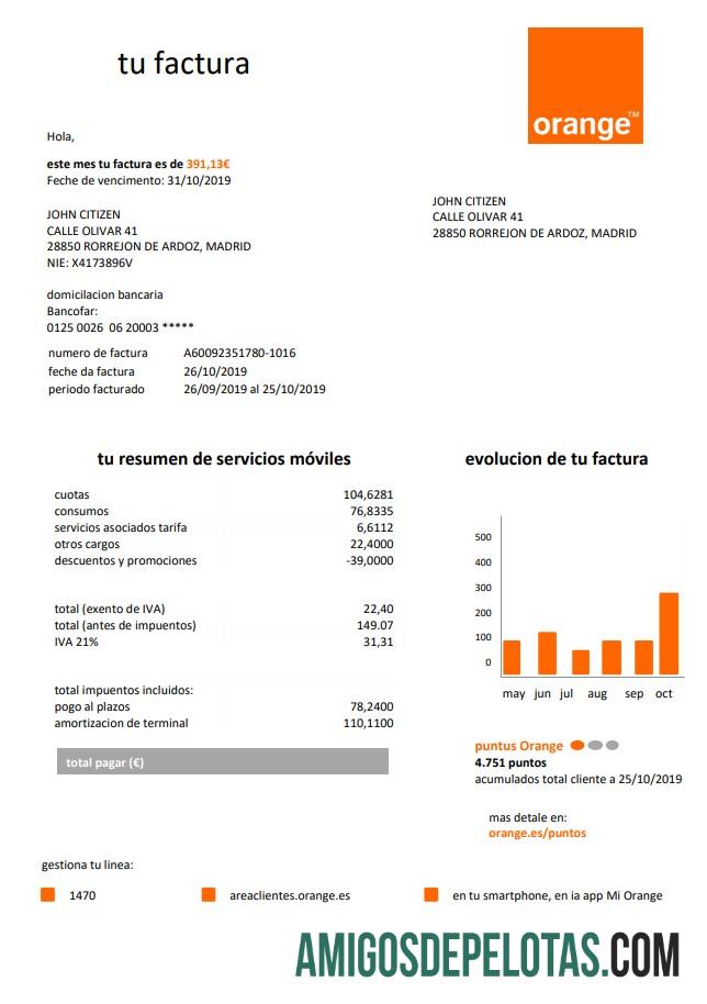 Profesional Spanyol Orange easy fillable Tagihan Tagihan templat in Word and PDF format