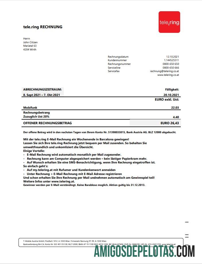 Premium Swedia Tele Ring Tagihan Tagihan templat in Word and PDF format