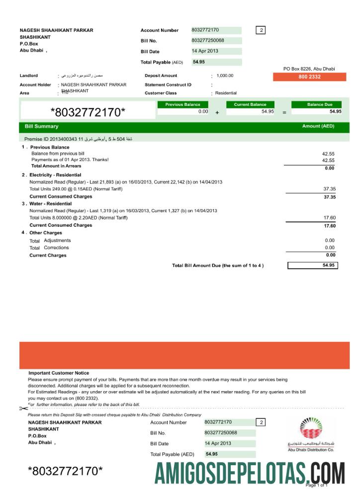 Berkualitas UEA ABU DHABI DISTRIBUTION 7 CO. Tagihan Tagihan Word and PDF templat, versi 2