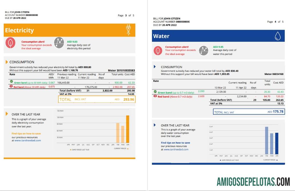 Realistis UEA Fujairah Al Ain Distribution Co. Word and PDF Tagihan Tagihan templat (5 pages) 3 4