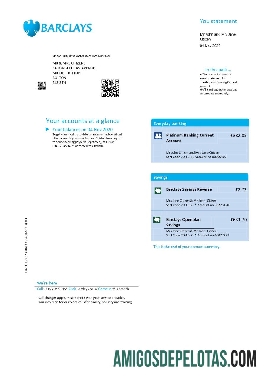 Dapat Diedit Inggris Barclays Tagihan Tagihan templat in Word and PDF format