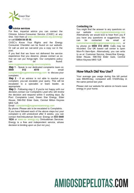 Inggris hijau Star Energy energy Tagihan Tagihan Word and PDF, format 3, sampel