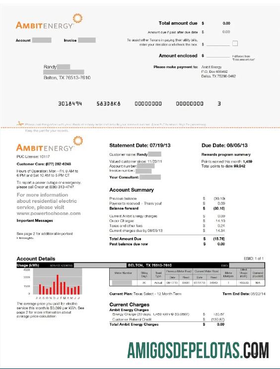 Premium AS AMBIT ENERGY Tagihan Tagihan Word and PDF templat