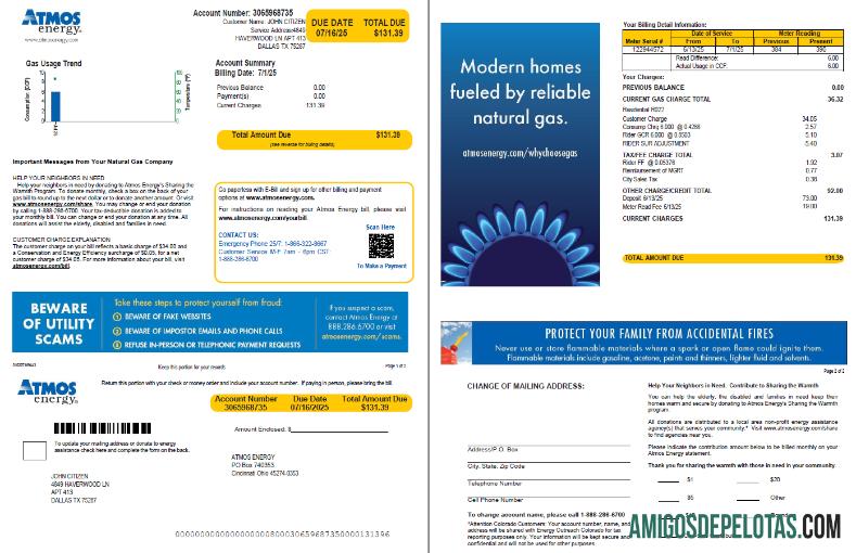 Dapat Diedit AS Atmos Energy Tagihan Tagihan templat in Word and PDF format, 2 pages