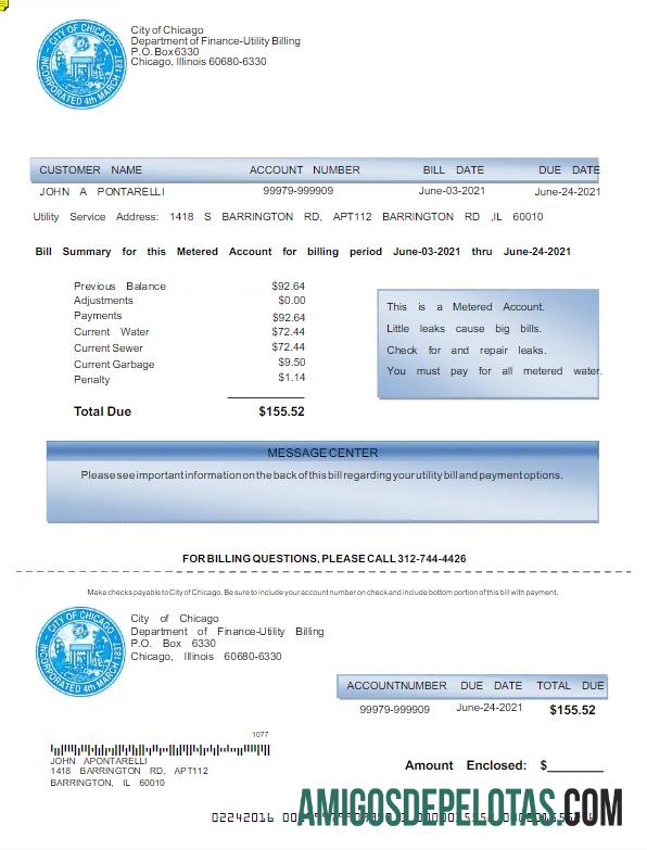 Dapat Diedit AS CITY OF CHICAGO Tagihan Tagihan Word and PDF templat