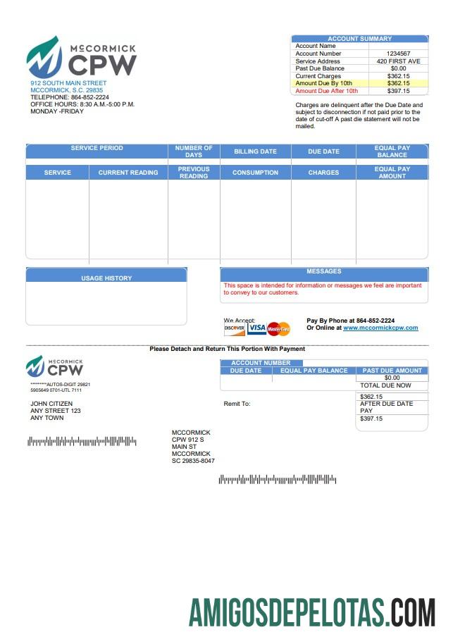 Berkualitas AS CPW Tagihan Tagihan templat in Word and PDF format