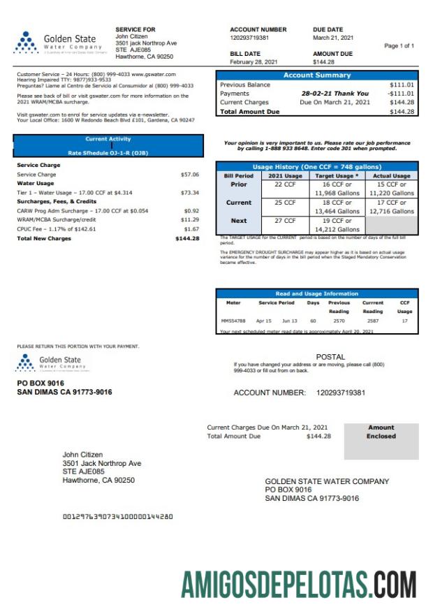Realistis AS California Golden State Air Perusahaan Tagihan Tagihan templat in .doc and .PDF format