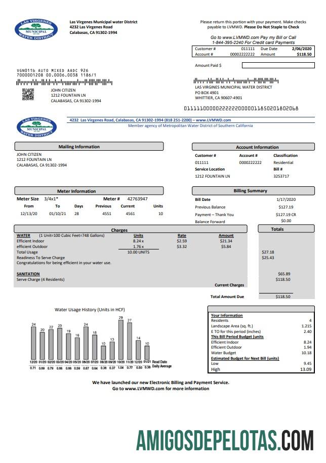 Premium AS California Las Virgenes Municipal Air District Tagihan Tagihan templat in Word and PDF format
