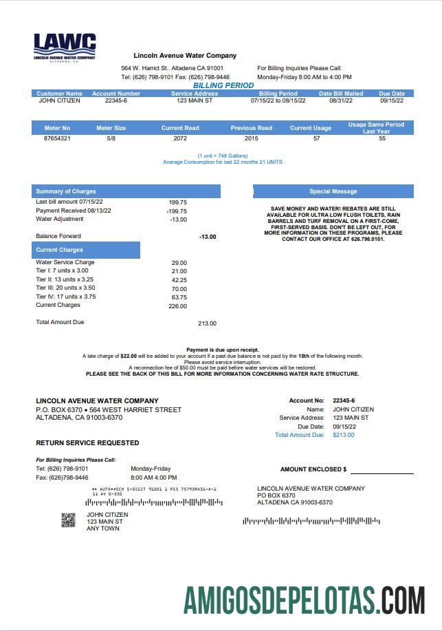 Dapat Diedit AS California Lincoln Avenue Air Perusahaan Tagihan Tagihan templat in Word and PDF format