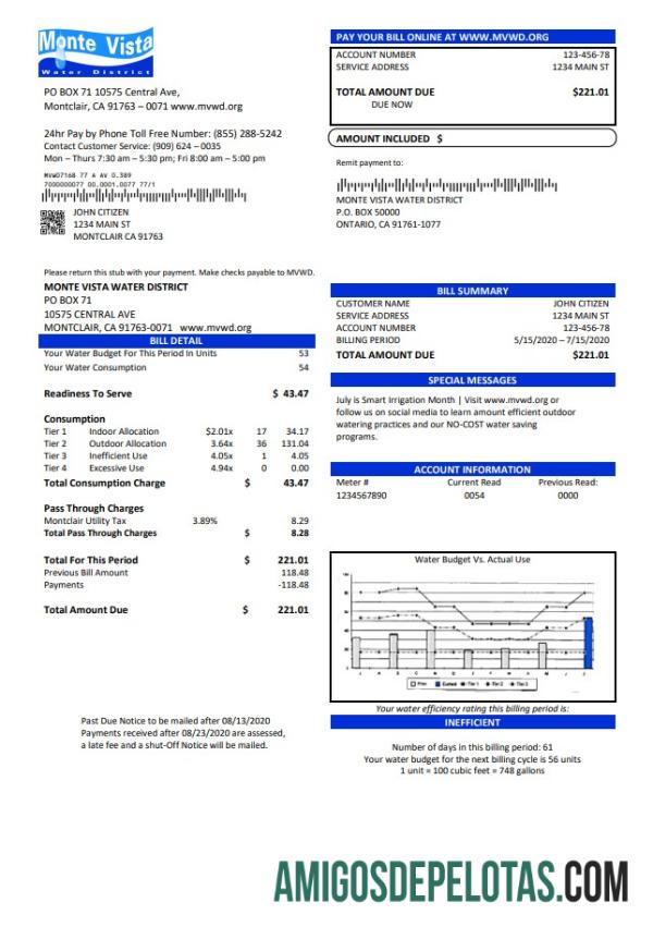 Premium AS California Monte Vista Air District Tagihan Tagihan templat in Word and PDF format