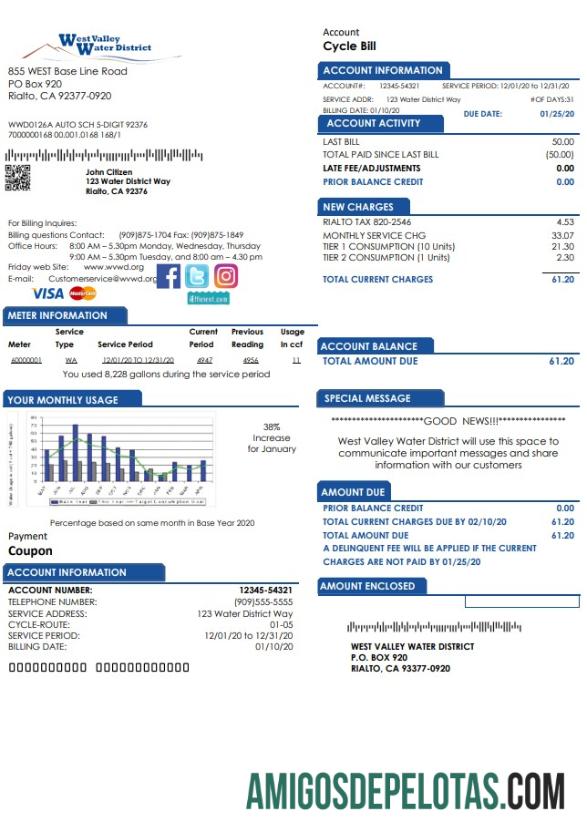 Profesional AS California West Valley Air District Tagihan Tagihan templat in Word and PDF format