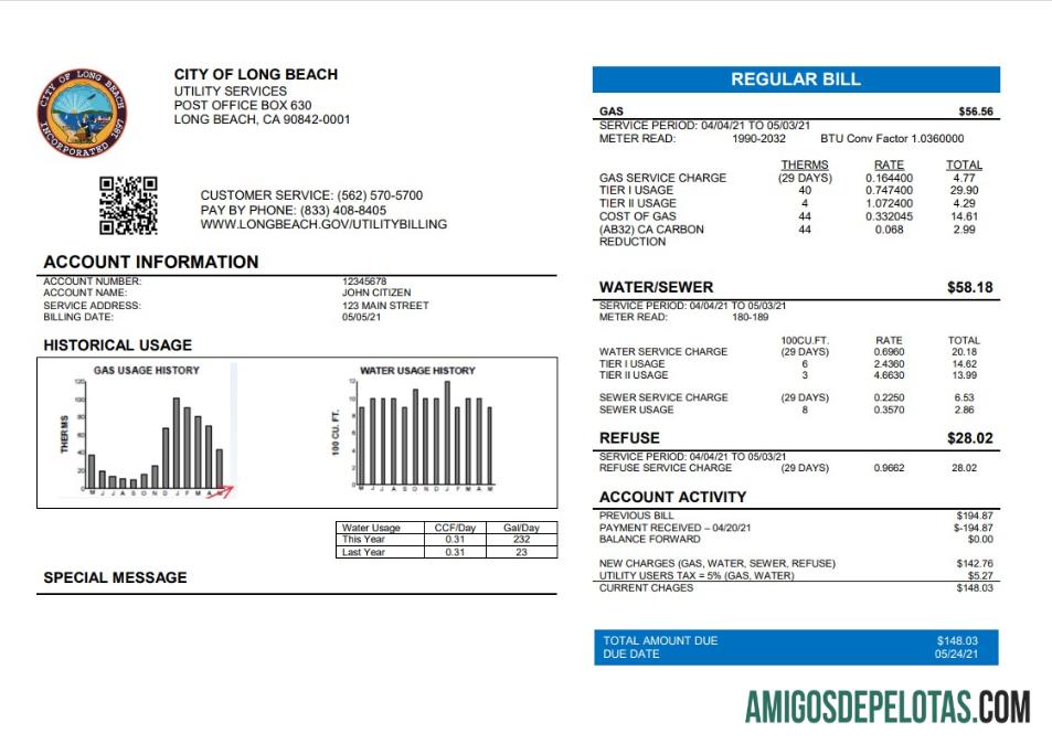 Dapat Diedit AS City of Long Beach Tagihan Tagihan templat in Word and PDF format