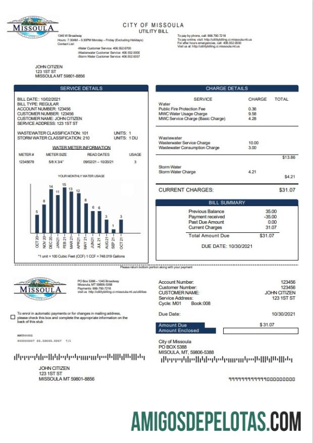 Profesional AS City of Missoula Tagihan Tagihan templat in Word and PDF format