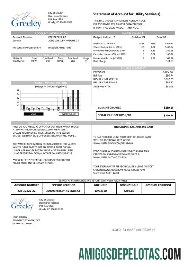 Berkualitas AS Colorado City of Greeley Air Tagihan Tagihan templat in Word and PDF format