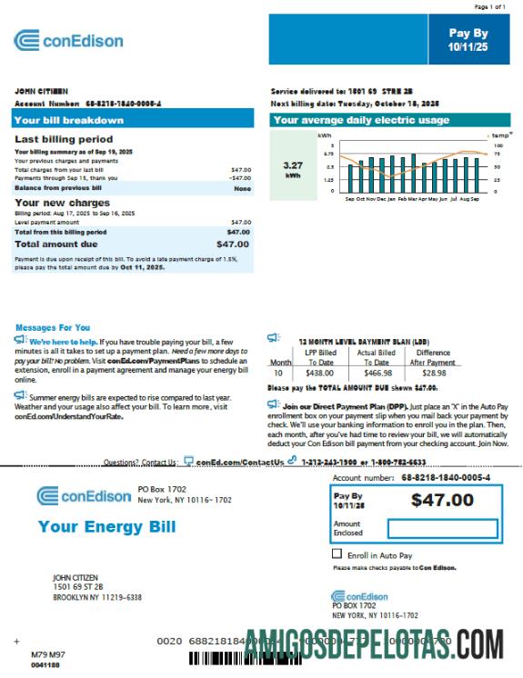 Profesional AS Conedison Tagihan Tagihan templat in Word and PDF format, versi 3