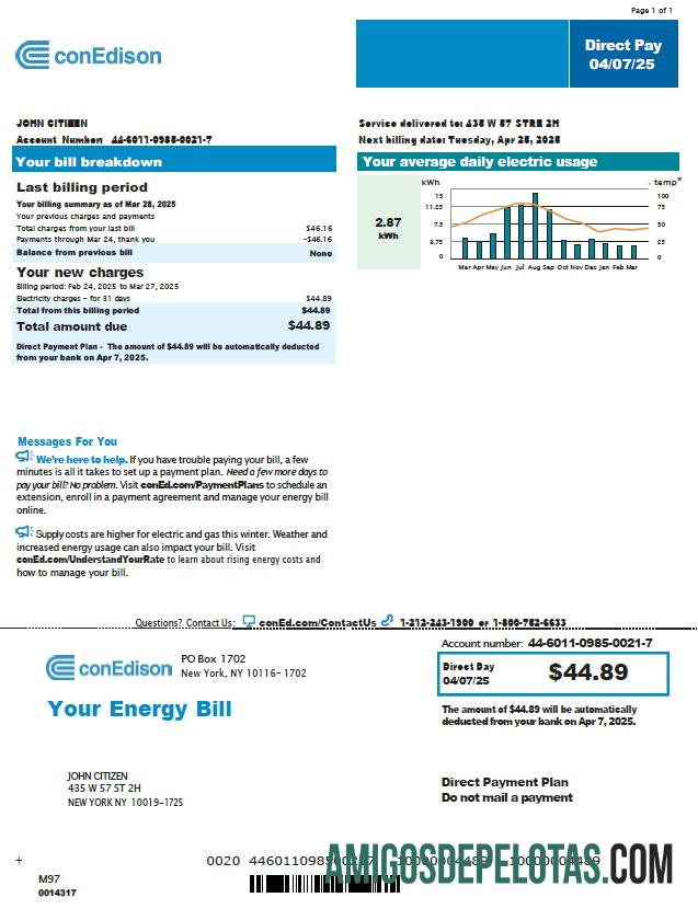 Premium AS Conedison Tagihan Tagihan templat in Word and PDF format, versi 4