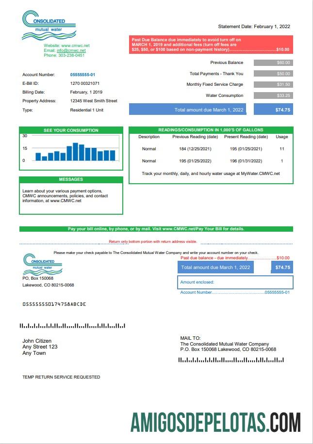 Realistis AS Consolidated Mutual Air Tagihan Tagihan templat in Word and PDF format
