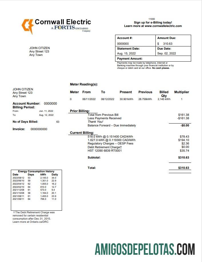 Profesional AS Cornwall Electric Tagihan Tagihan templat in Word and PDF format