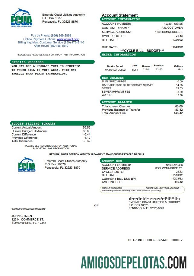 Premium AS ECUA Tagihan Tagihan templat in Word and PDF format