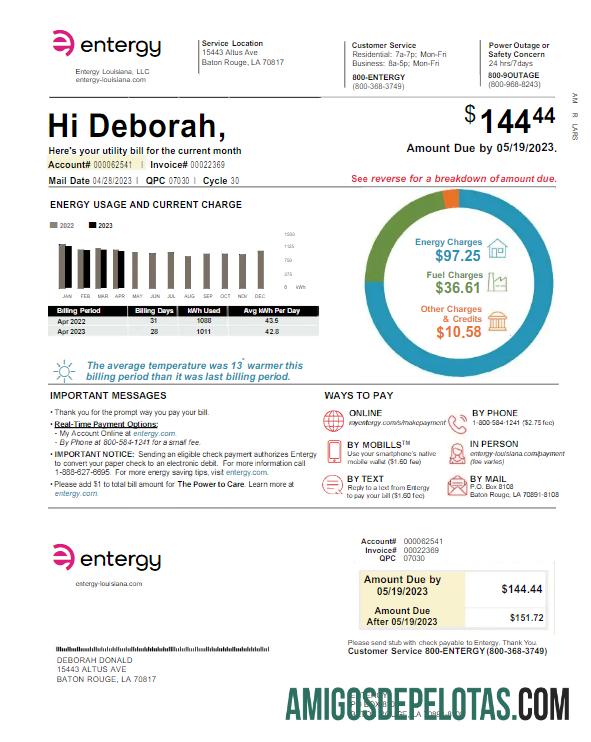 Realistis AS ENTERGY Tagihan Tagihan Word and PDF templat