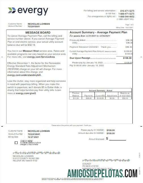 Premium AS EVERGY Tagihan Tagihan Word and PDF templat