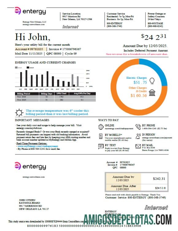 Premium AS Entergy Tagihan Tagihan templat in Word and PDF format, versi 2