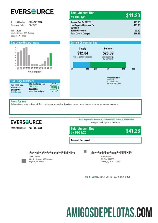 Premium AS Eversource Gas Tagihan Tagihan templat in Word and PDF format, good for address prove
