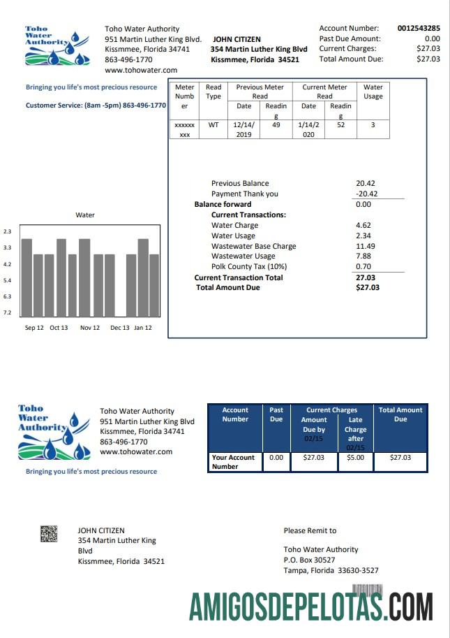 Dapat Diedit AS Florida Toho Air Authority Tagihan Tagihan templat in Word and PDF format