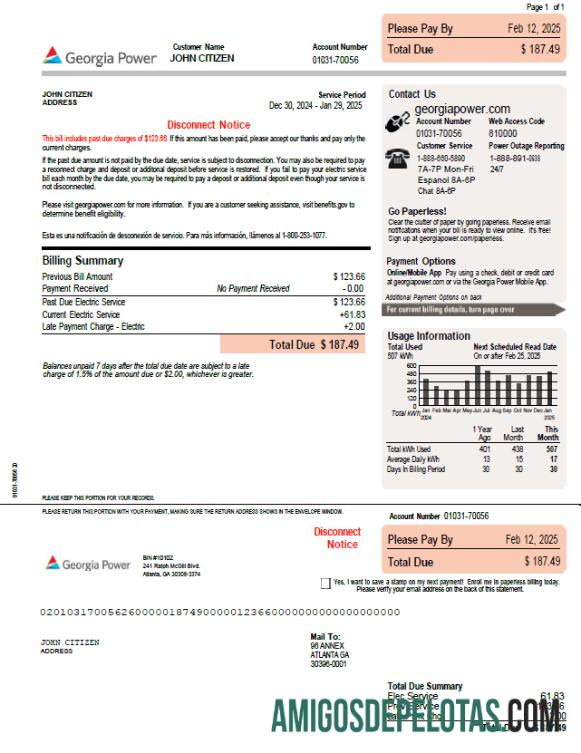 Berkualitas AS Georgia Power templat in Word and PDF format, versi 2