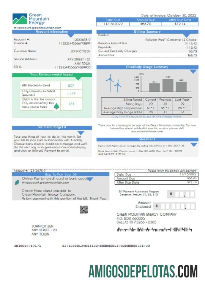 Premium AS hijau Mountain Energy Tagihan Tagihan templat in Word and PDF format