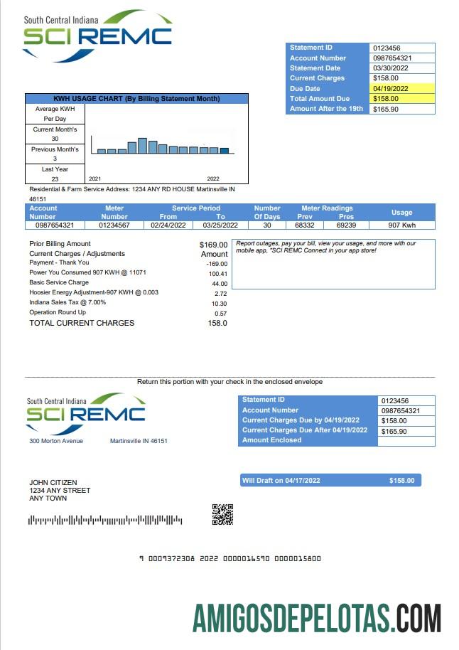 Berkualitas AS Indiana SCI REMC Tagihan Tagihan templat in Word and PDF format