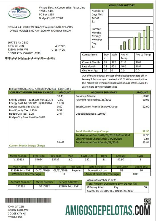 Premium AS Kansas Victory Electric Tagihan Tagihan templat in Word and PDF format
