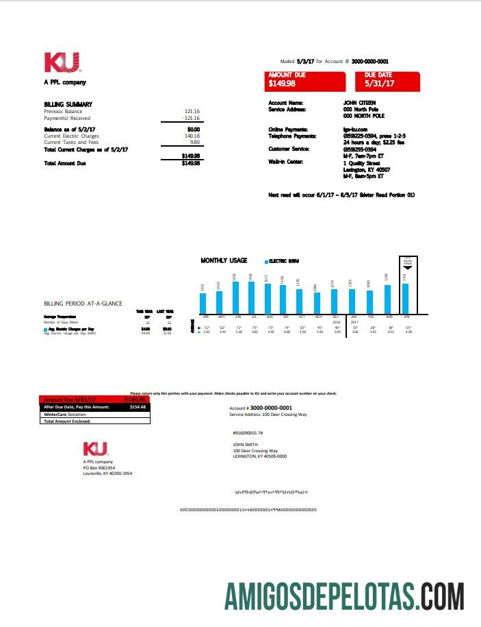 Profesional AS Kentucky Listrik Tagihan Tagihan templat in Word and PDF format