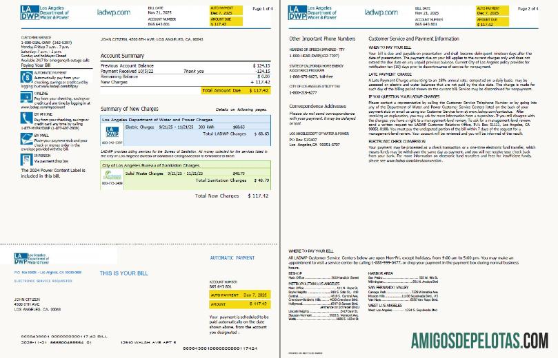 Dapat Diedit AS LA DWP Tagihan Tagihan templat in Word and PDF format, 4 pages, versi 2, 1 2 pages