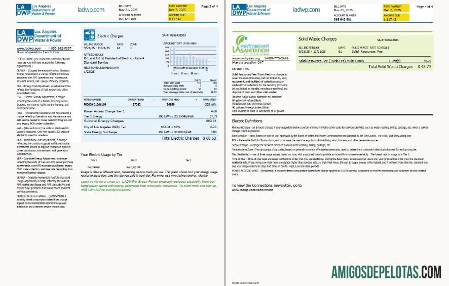 Premium AS LA DWP Tagihan Tagihan templat in Word and PDF format, 4 pages, versi 2, 3 4 pages