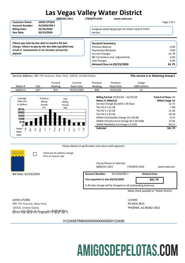 Premium AS Las Vegas Valley Air District (LVVWD) Tagihan Tagihan templat in Word and PDF format