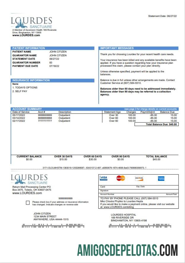 Dapat Diedit AS Lourdes Tagihan Tagihan templat in Word and PDF format