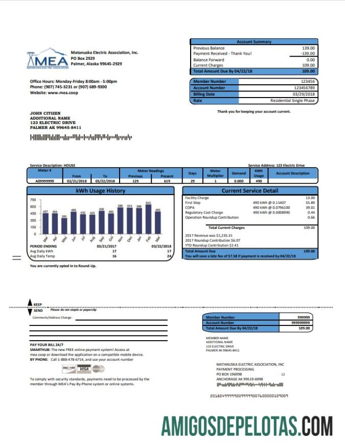 Dapat Diedit AS MEA Alaska Listrik Tagihan Tagihan templat in Word and PDF format